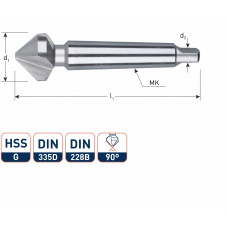 HSS-G VERZINKFREES 90°, MK2, DIN 335D, ø25,0 (M12)