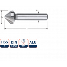 HSS-G VERZINKFREES 90°, 'ALU',DIN 335C, ø6,3 (M3)