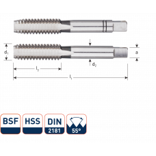 HSS HANDTAPPENSET, 2-DLG., DIN2181, BSF 3/16-32