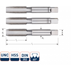 HSS HANDTAPPENSET, 3-DLG., DIN352, UNC 1/4-20