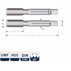 HSS HANDTAPPENSET, 2-DLG., DIN2181, UNF 1/4-28