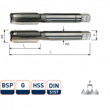 HSS HANDTAPPENSET, 2-DLG., DIN5157, BSP (G) 1/8-28