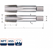 HSS HANDTAPPENSET, 2-DLG., NPT1/16X27