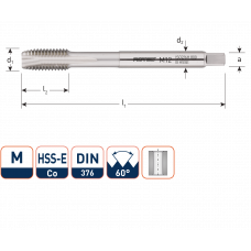 HSS-E MACHINETAP '800', DOORLOPEND, DIN 376, M4