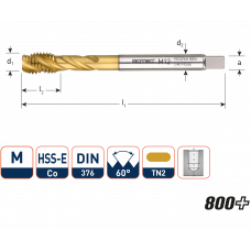 HSS-E MACHINETAP '800+', BLIND, DIN 376, M3