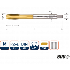HSS-E MACHINETAP '800+', DOORLOPEND, DIN 376, M45