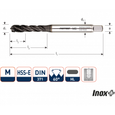 HSS-E MACHINETAP 'INOX+', BLIND, DIN 371, M5