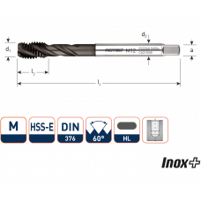 HSS-E MACHINETAP 'INOX+', BLIND, DIN 376, M10