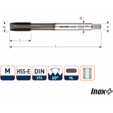 HSS-E MACHINETAP 'INOX+', DOORLOPEND, DIN 376, M30
