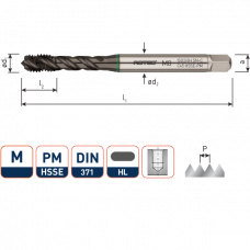 HSS-E PM MACHINETAP 'SYNCHRO',BLIND, DIN 371, M3