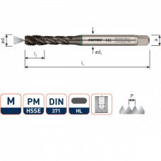 HSS-E PM MACHINETAP 'SYNCHRO'+KOELING, BLIND, DIN 371, M5