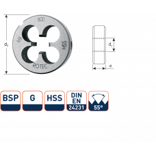 HSS RONDE SNIJPLAAT, DIN-EN 24231, BSP (G) 1/8-28