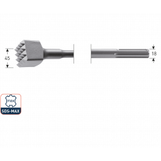 SDS-MAX BOUCHARDEERBEITEL, 45X45, 16 TANDEN