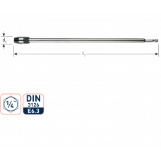 VERLENGSTUK 1/4'' E6.3 MET SNELSPANAANSLUITING L=150